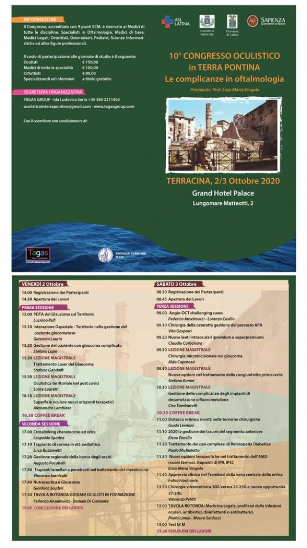 10° CONGRESSO OCULISTICO in TERRA PONTINA - Le complicanze in oftalmologia